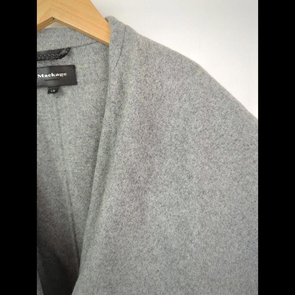MACKAGE Women's Sz US L Mai Gray Wool Cashmere Melange Belted Wrap Coat - Picture 3 of 11